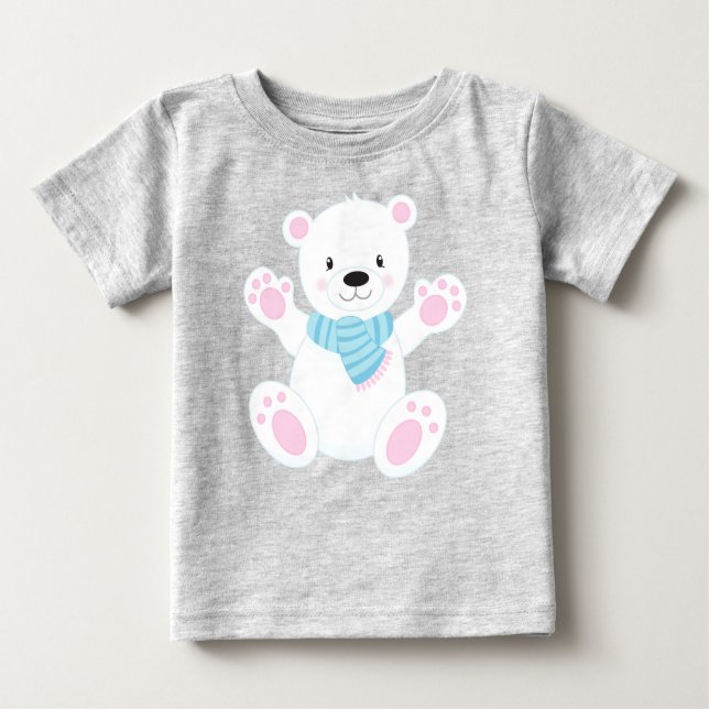 Eisbär, Weißbär, Niedlicher Bär, Bär mit Karpfen Baby T-shirt (Vorderseite)