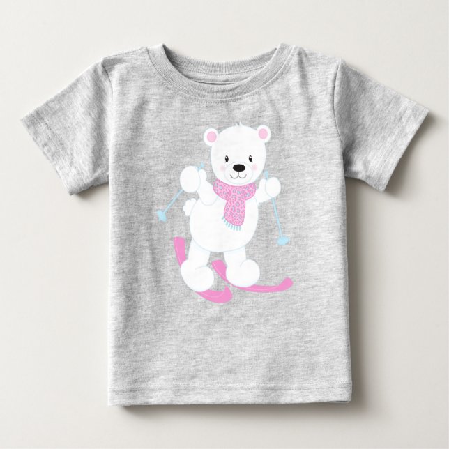 Eisbär, Weißer Bär, Niedlicher Bär, Skibär Baby T-shirt (Vorderseite)