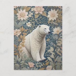 Eisbär William Morris inspirierte Blumenmuster Postkarte