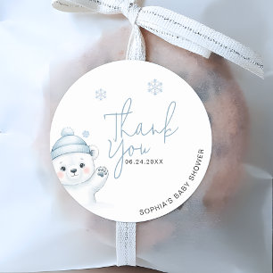 Eisbär Winter-Baby-Shower Danke Runder Aufkleber