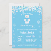 Eisbär Winter Blau Junge Baby Shower Schneeflocke