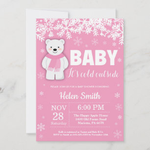 Eisbär Winter Mädchen Baby Shower Schneeflocke Einladung