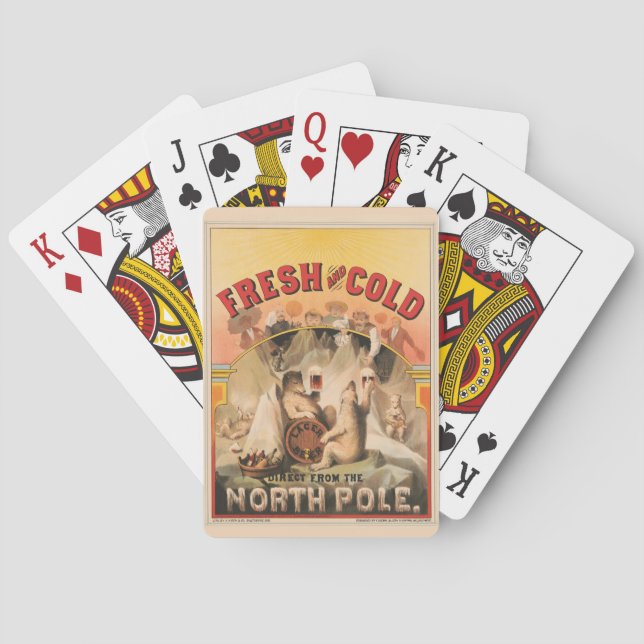 Eisbären erfreuen sich an Tasse von Lagerbier Spielkarten (Rückseite)
