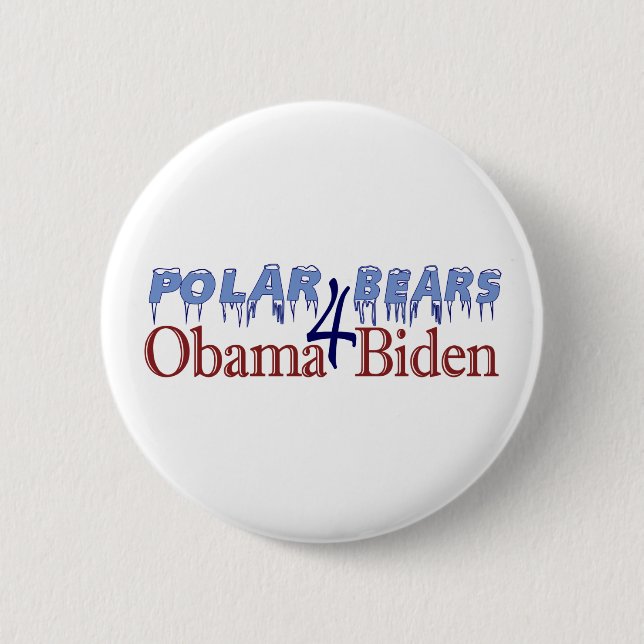 Eisbären für Obama Biden 2008 Button (Vorderseite)
