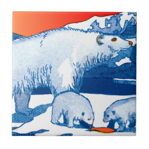 Eisbären in Blauem und in Rotem Fliese