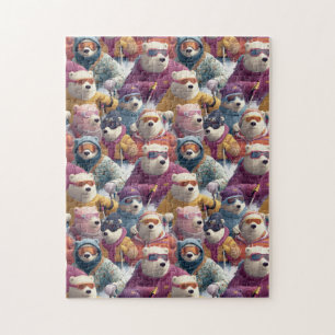 Eisbären in Designer-Skibekleidung Puzzle