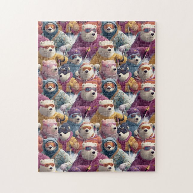 Eisbären in Designer-Skibekleidung Puzzle (Vertikal)