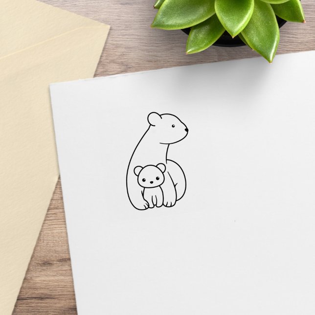 Eisbären: Mutter und Cub 1x1 Gummistempel (Von Creator hochgeladen)