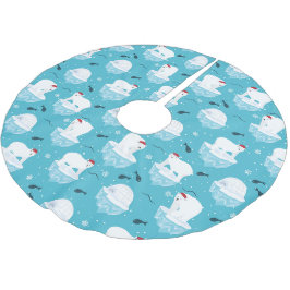 Eisbären-Party Polyester Weihnachtsbaumdecke