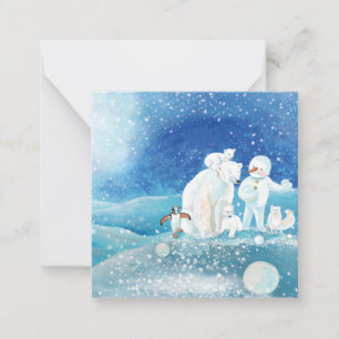 Eisbären, Polar Fox, Kaiserpinguin und Snowman Mitteilungskarte