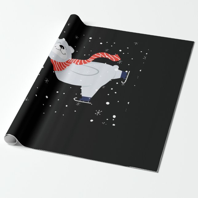 Eisbären-Skaten zu Weihnachten Geschenkpapier (Ungerollt)