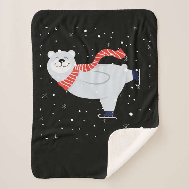 Eisbären-Skaten zu Weihnachten Sherpadecke (Vorderseite)