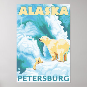 Eisbären u. CUB - Petersburg, Alaska Poster