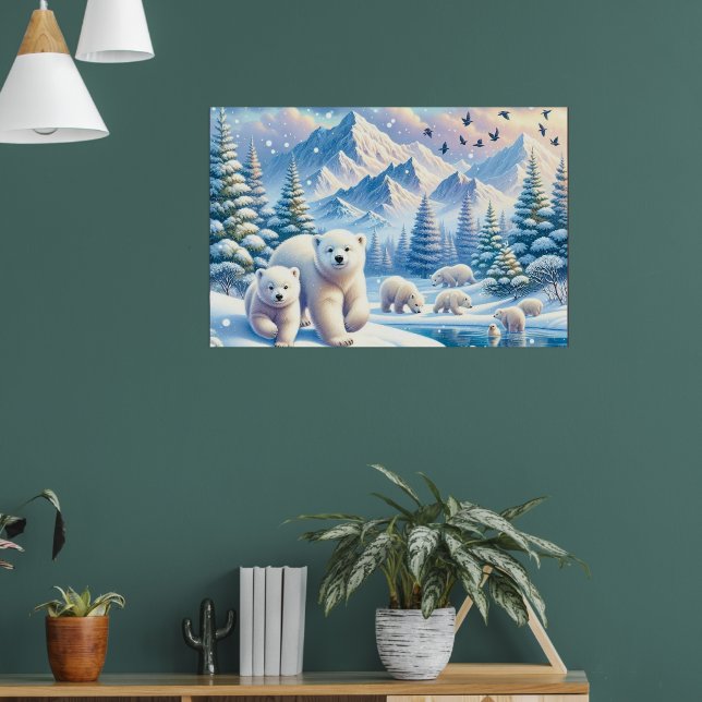 Eisbären und schneebedeckte Winterbilder Poster (Wohnzimmer 1)