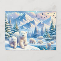 Eisbären und schneebedeckte Winterbilder