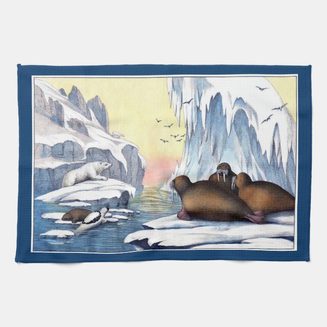 Eisbären, Walrosse und Robben Geschirrtuch (Horizontal)