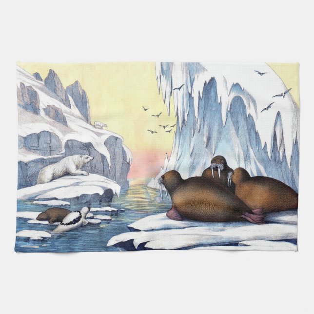 Eisbären, Walrosse und Robben Geschirrtuch (Horizontal)