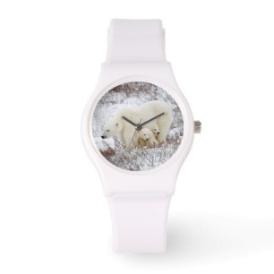 Eisbären Weibchen und zwei Junge Armbanduhr