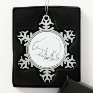 Eisbaren-Zinn-Schneeflocken-Ornament Schneeflocken Zinn-Ornament