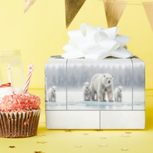 Eisbärenfamilie auf einer Eisscholle Geschenkpapier