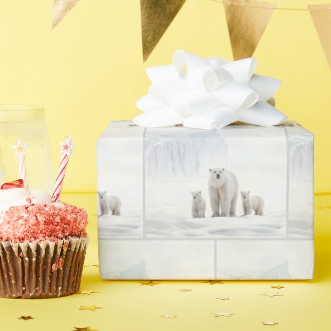 Eisbärenfamilie Geschenkpapier (Geburtstagsparty)