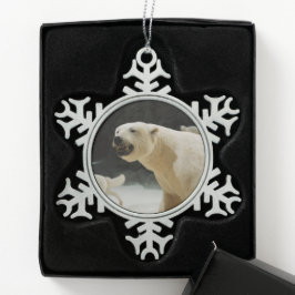 Eisbärengras Schneeflocken Zinn-Ornament