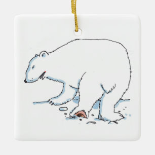 Eisbarer quadratischer Keramikschmuck Keramikornament