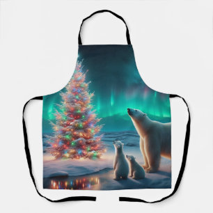Eisbärmutter Junge Weihnachtsbaum Aurora Borealis Schürze