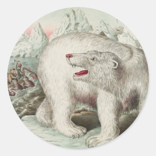 Eisbärposter Rund Aufkleber (Vorderseite)