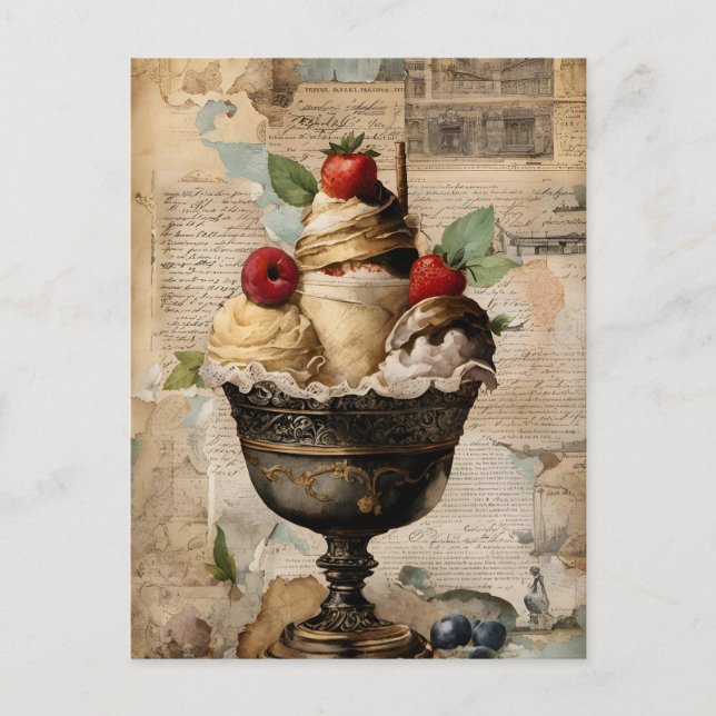 Eisbecher-Collage Postkarte (Vorderseite)