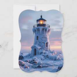 Eisbedeckter Leuchtturm  Feiertagskarte