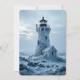 Eisbedeckter Leuchtturm Feiertagskarte