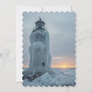 Eisbedeckter Leuchtturm  Feiertagskarte