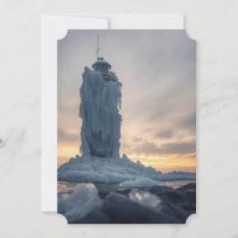 Eisbedeckter Leuchtturm  Feiertagskarte