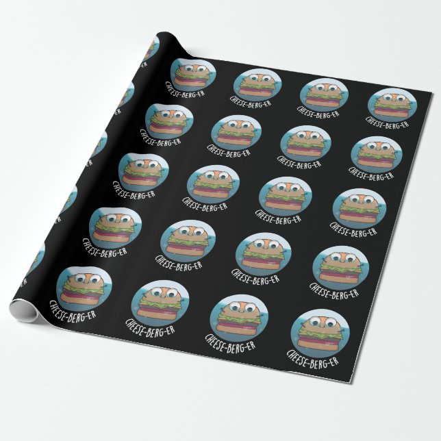 Eisberg-er Funny Cheeseburger Pun Dark BG Geschenkpapier (Ungerollt)