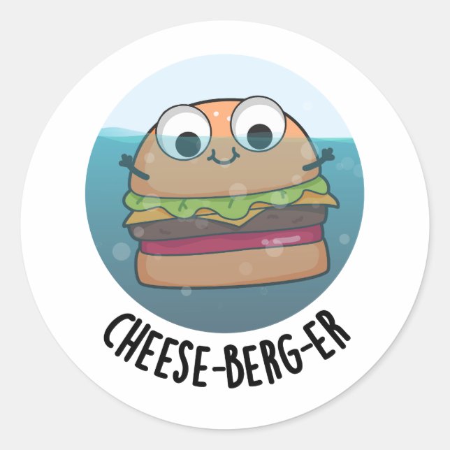 Eisberg Funny Cheeseburger Pun Runder Aufkleber (Vorderseite)
