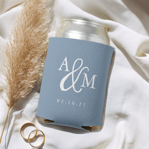 Eisblau Ampersand-Monogramm-Gastgeschenk Hochzei Dosenkühler