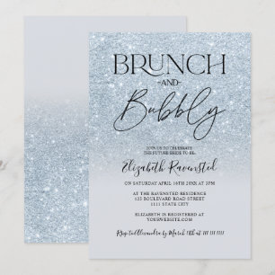 Eisblau Glitzer Chic Brunch Bubbly Brautparty Einladung