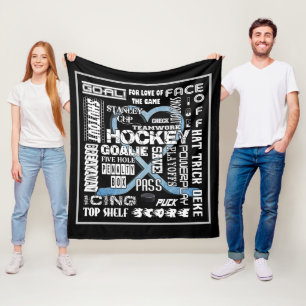 Eisblau-Heart-Hockey-Wörter weiße Logo Fleecedecke