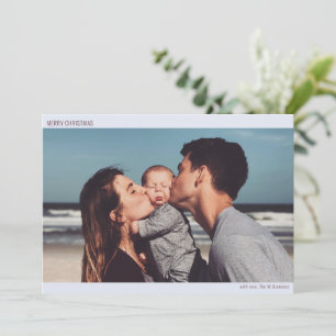 Eisblau minimalistisches Familienfoto Frohe Weihna Feiertagskarte