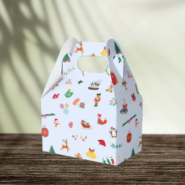 Eisblau niedliche Weihnachtsabbildungen Geschenkbo Geschenkschachtel