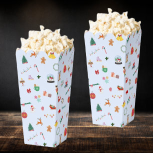 Eisblau niedliche Weihnachtsabbildungen Popcorn Geschenkschachtel