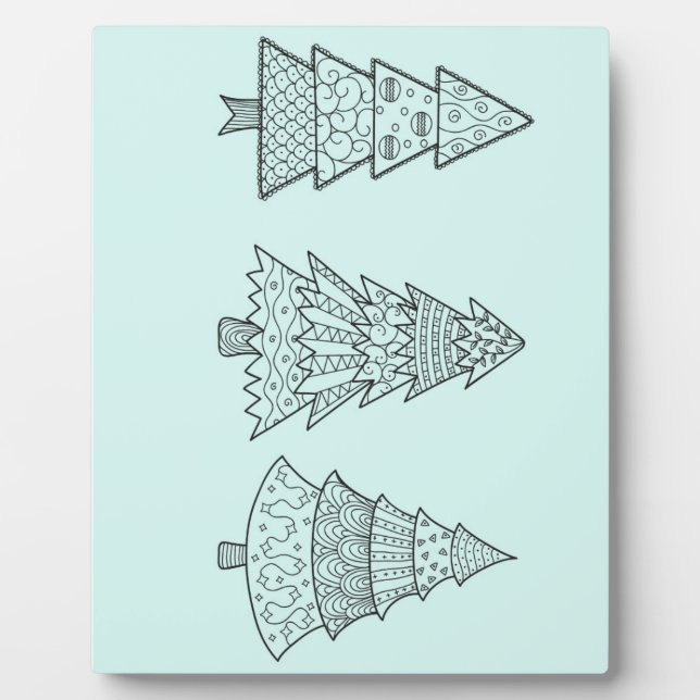 Eisblau pastellfarbene elegante Christbäume Fotoplatte (Vorderseite)