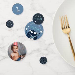 Eisblau Personalisierte Kleine Monster Geburtsta Konfetti