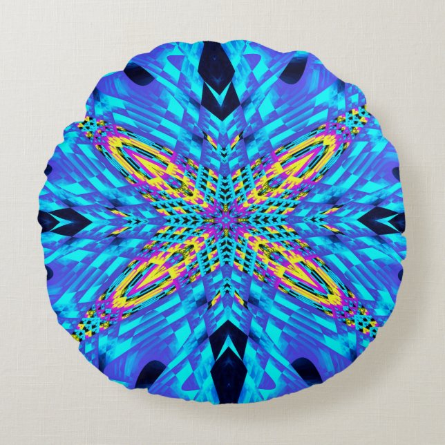 EISBLAU RUNDES KISSEN (Vorderseite)