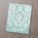 Eisblau Vintager Damast Muster mit grungy Finish<br><div class="desc">Ein Vintages Muster mit einer Tafel und Spitzen-Design. Schau genau auf die Blume und Blätter. Ein trendiges Design mit Juwelenfarben und Eleganz. Elemente können leichter angepasst werden, wenn Sie zuerst alle Foto und Texte ersetzen. Wenn Ihre Kunst noch angepasst werden muss, klicken Sie auf die Schaltfläche Diese anpassen. Das bringt...</div>