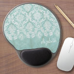 Eisblau Vintager Damast Muster mit grungy Finish Gel Mousepad<br><div class="desc">Ein Vintages Muster mit einer Tafel und Spitzen-Design. Schau genau auf die Blume und Blätter. Ein trendiges Design mit Juwelenfarben und Eleganz. Elemente können leichter angepasst werden, wenn Sie zuerst alle Foto und Texte ersetzen. Wenn Ihre Kunst noch angepasst werden muss, klicken Sie auf die Schaltfläche Diese anpassen. Das bringt...</div>