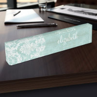 Eisblau Vintager Damast Muster mit grungy Finish
