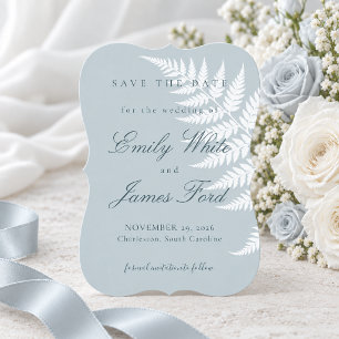 Eisblau Weiße Fern 5x7 Einfach Elegant Save The Date