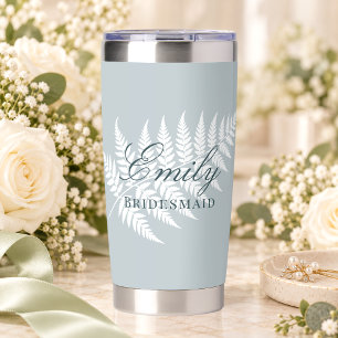 Eisblau Weiße Fern Elegante Brautjungfer Thermobecher